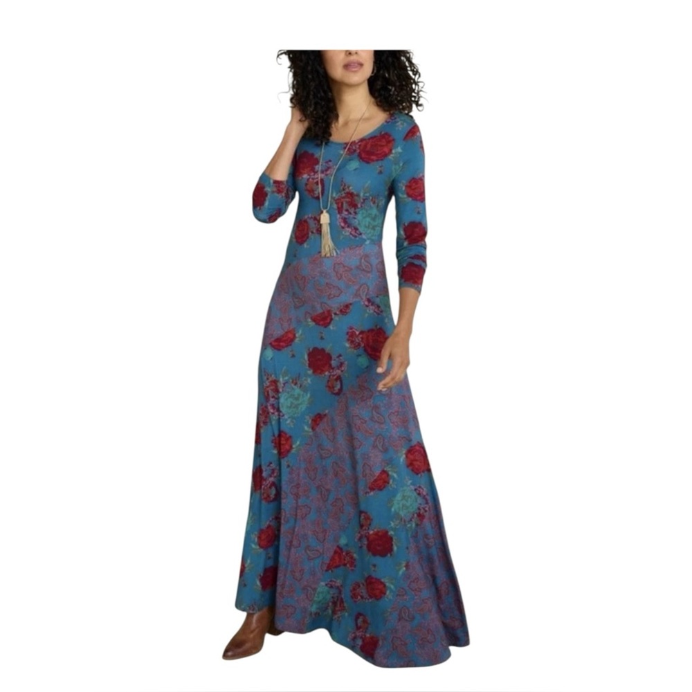 Soft Surroundings Floral Rose Print Maxi Dress
